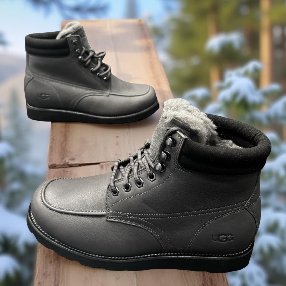 UGG Bayblock Mens 9 Black Suede Winter Boots Sample Rare Cold Weather